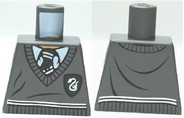 Lego Torso Harry Potter Uniform Slytherin Shield and Stripe Pattern / Dark Bluish Gray