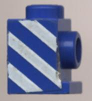 Lego Brick, Modified 1 x 1 with Headlight with White Danger Stripes Pattern Model Right Side (Sticker) - Set 6653