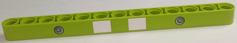 Lego Technic, Liftarm Thick 1 x 13 with White Stripes and Silver Hood Latches Pattern (Sticker) - Set 42138