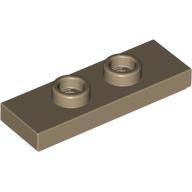 Lego Plate Special 1 x 3 with 2 Studs with Groove and Inside Stud Holder (Jumper) / Dark Tan