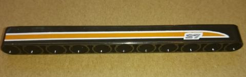 Lego Technic, Liftarm Thick 1 x 11 with '27' and Orange and White Stripes Pattern Model Right Side (Sticker) - Set 9397