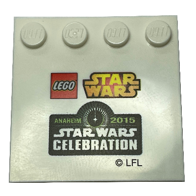Lego Plate Special 4 x 4, Studs on One Edge with Star Wars Celebration Anaheim 2015 Print / White