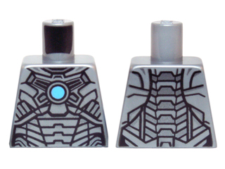 Lego Torso Armor with Black and Silver Panels and Medium Blue Circle Pattern / Flat Silver