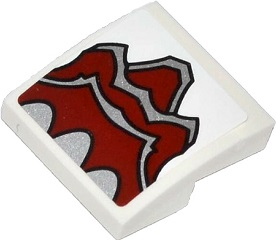 Lego Slope, Curved 2 x 2 x 2/3 with Silver and Dark Red Paw Pattern (Sticker) - Set 70127 / White