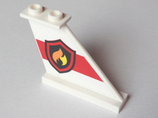 Lego Tail 4 x 1 x 3 with Fire Logo Badge on Red Stripe Pattern Model Right Side (Sticker) - Set 60005