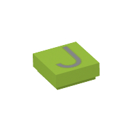 Lego Tile 1 x 1 with letter Capital J Print / Lime