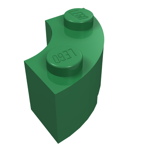 Lego Brick Round Corner 2 x 2 Macaroni with Stud Notch / Green