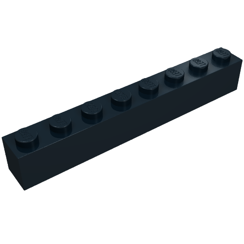 Lego Brick 1 x 8 without Bottom Tubes with Cross Side Supports / Black