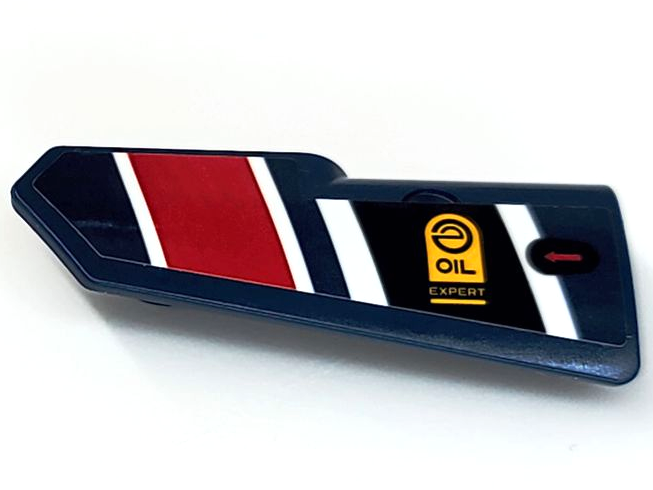 Lego Technic, Panel Fairing #22 Very Small Smooth, Side A with 'OIL EXPERT', Black, Red, and White Stripes Pattern (Sticker) - Set 42109