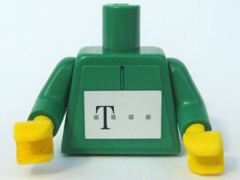 Lego Torso German Telekom Green Pattern (Stickers) / Green Arms / Yellow Hands
