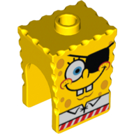 Lego Minifig Head Special, SpongeBob with Eyepatch Print / Yellow