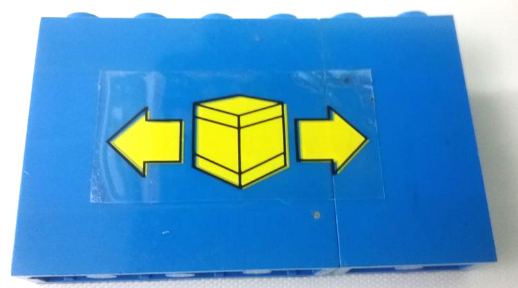 Lego Stickered Assembly 6 x 1 x 3 with Yellow Cargo Box and 2 Arrows Pattern Model Right Side (Sticker) - Sets 4030 / 6361
