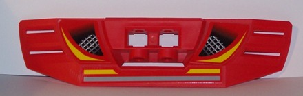 Lego Technic, Panel RC Car Spoiler with Vents and Yellow and Gray Stripes Pattern (Stickers) - Set 8378 / Red