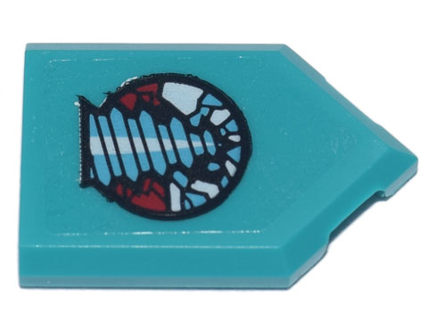 Lego Tile, Modified 2 x 3 Pentagonal with Rock Raiders Drill Logo Pattern (Sticker) - Set 71741