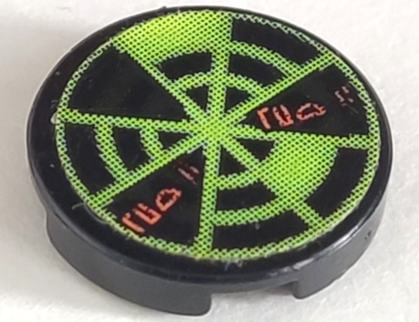 Lego Tile, Round 2 x 2 with Neon Green Radar Type 7 Pattern (Sticker) - Set 7692