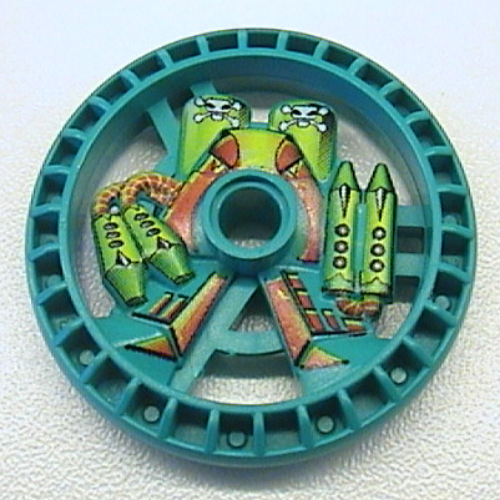Lego Technic Disc 5 x 5 Notched, Toxic Print / Dark Turquoise