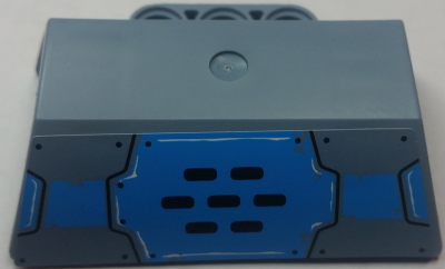 Lego Technic, Panel Engine Block Half / Side Intake with Armor Plates, Dark Azure Vent Grille and Stripe Pattern Model Left Side (Sticker) - Set 70131 / Sand Blue
