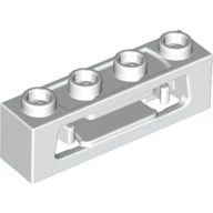 Lego Launcher, Brick Special 1 x 4 with Inside Clips (Disk Shooter) with Recessed Center 2 Studs / White