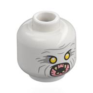 Lego Minifig Head The Flukeman, Yellow Eyes, Bright Pink Alien Mouth, Tan Fangs, Light Bluish Grey Lines