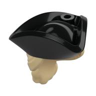 Lego Hair and Hat, Pirate Hat Tricorne Black with Ponytail / Tan