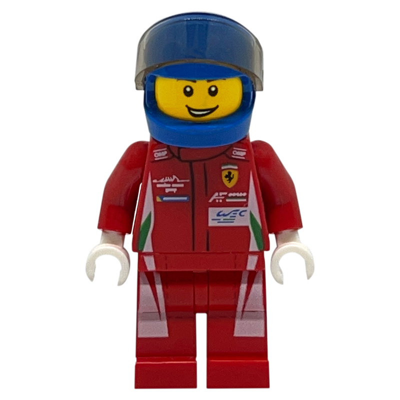 Lego Race Driver, Red Torso, Red Legs, Blue Helmet, Ferrari 2