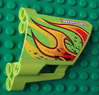 Lego Technic, Panel Fairing #22 Large Short, Small Hole, Side A with 'XRFUEL' and Flames Pattern (Sticker) - Set 8141