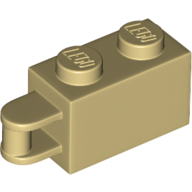 Lego Brick Special 1 x 2 with Vertical Closed Handle on Edge / Tan