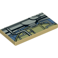 Lego Tile 2 x 4 with Stylised Pipework Print