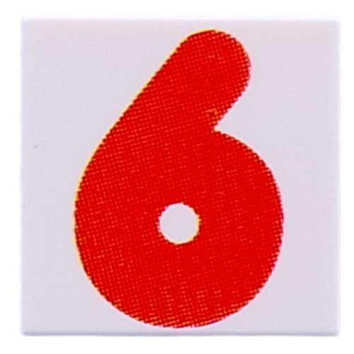 Lego Tile 2 x 2 with Red '6' or '9' Print