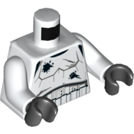 Lego Torso Armor Stormtrooper, Detailed Armor with Battle Damage Scratches and Holes on Both Sides print, White Arms, Black Hands / White