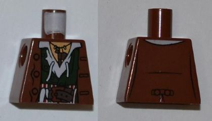 Lego Torso PotC Jacket over Dark Green Vest and White Shirt Pattern / Reddish Brown