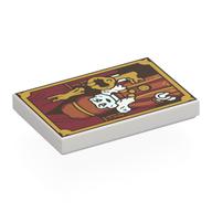 Lego Tile 2 x 3 with Painting Of Mayor, Key, Gold Frame Print / White