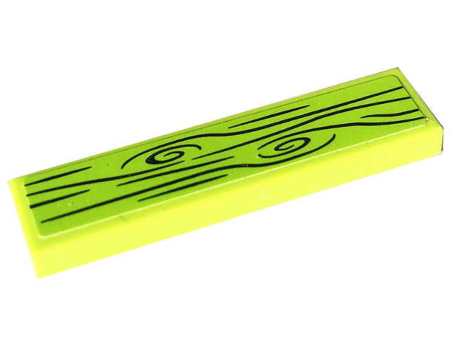 Lego Tile 1 x 4 with Wood Grain on Lime Background Pattern (Sticker) - Set 41703