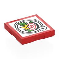 Lego Tile Special 2 x 2 with SMART Tag with Green Leaves and Hit Target Print / Red