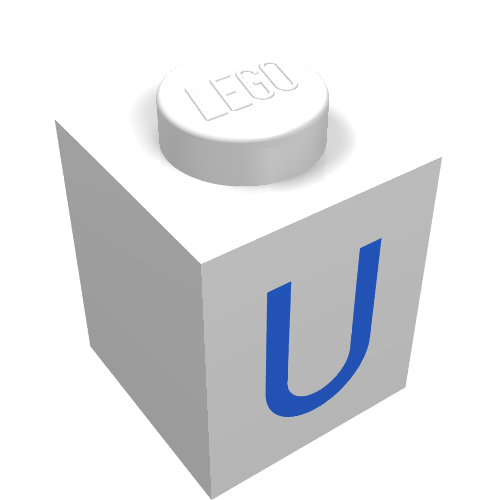 Lego Brick 1 x 1 with Blue U Print