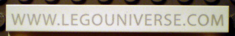 Lego Tile 1 x 8 with 'WWW.LEGOUNIVERSE.COM' Pattern thin font / White