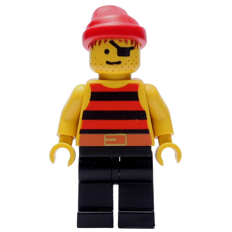 Lego Pirate - Red/Black Stripes, Black Legs, Red Bandana, Eyepatch (Old)