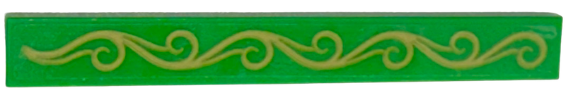 Lego Tile 1 x 8 with Gold Scrollwork Pattern Model Left Side (Sticker) - Set 75689 / Green