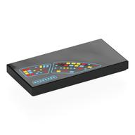Lego Tile 2 x 4 with Round Control Panel, Red/Bright Light Blue/Yellow Buttons (Entrerprise) Print / Black