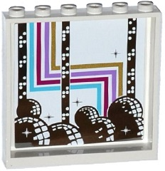 Lego Panel 1 x 6 x 5 with Medium Azure, Magenta, Lavender and Gold Lines and Silver Disco Balls Pattern on Inside (Sticker) - Set 41117