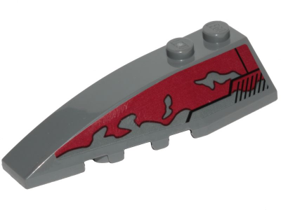 Lego Wedge 6 x 2 Left with SW Slave I Dark Red Peeling Paint Pattern (Sticker) - Set 75222 / Dark Bluish Gray