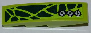 Lego Slope, Curved 4 x 1 with Dark Green Scales and 3 Screws Pattern Model Left (Sticker) - Set 9447