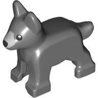 Lego Animal, Dog, Small (Puppy), Alsatian / German Shepherd with Light Bluish Grey Snout, Black Nose, Eyes print