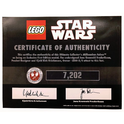 Lego Certificate of Authenticity for Set 10179 Limited Edition