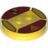 Lego Function Brick Round 4 x 4 x 2/3 with 2 Studs and Gryffindor Logo and Deathly Hallows Symbol Print