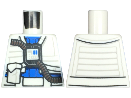 Lego Torso SW New Republic Pilot Flight Suit Jacket with Pouch over Blue Shirt, Dark Brown Hose Pattern / White