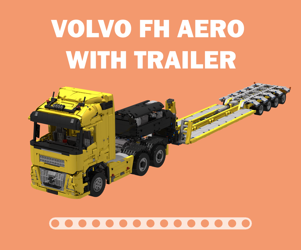 Lego Volvo FH Aero with low loader trailer