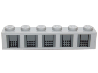Lego Brick 1 x 6 with Dark Bluish Gray Squares and Black Grids Pattern (Sticker) - Set 10195 / Light Bluish Gray