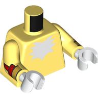 Lego Torso, White Fur on Chest, Black Wings, Tail on Back, Gold/Red Bracelets Print, Bright Light Yellow Arms, White Hands / Bright Light Yellow