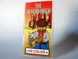 Lego Glass for Window 1 x 4 x 6 with 'THE 50 YEAR BRICK' Movie Poster Pattern (Sticker) - Set 10184